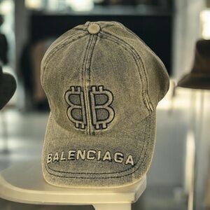 ICONIC BB" logo baseball cap distressed denim hat unisex adjustable NEW